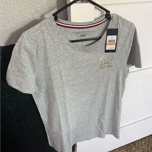 Tommy Hilfiger Gray T-Shirt with Gold Logo Women’s S